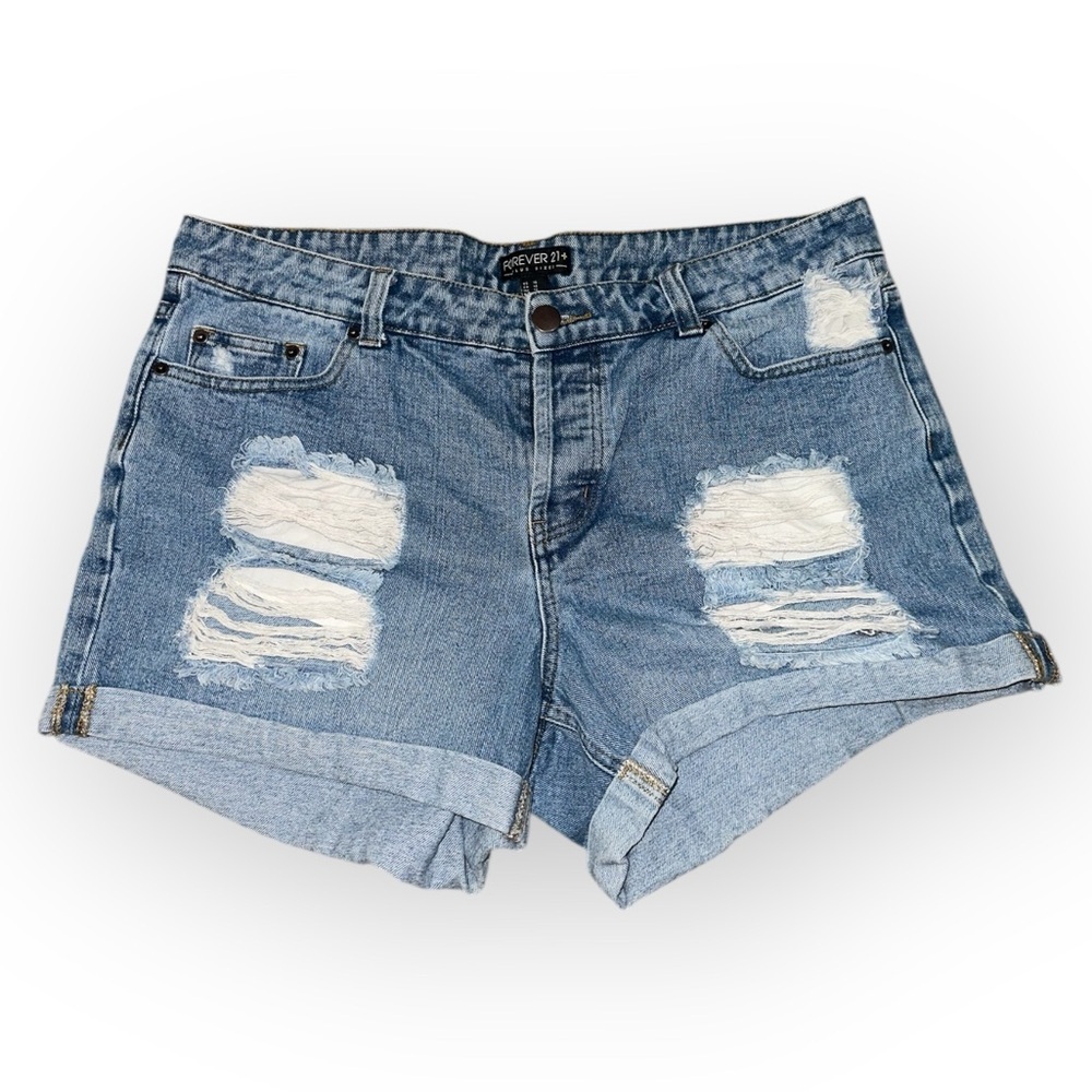 Forever 21 Distressed‎ Button Fly Jean Shorts Size 14